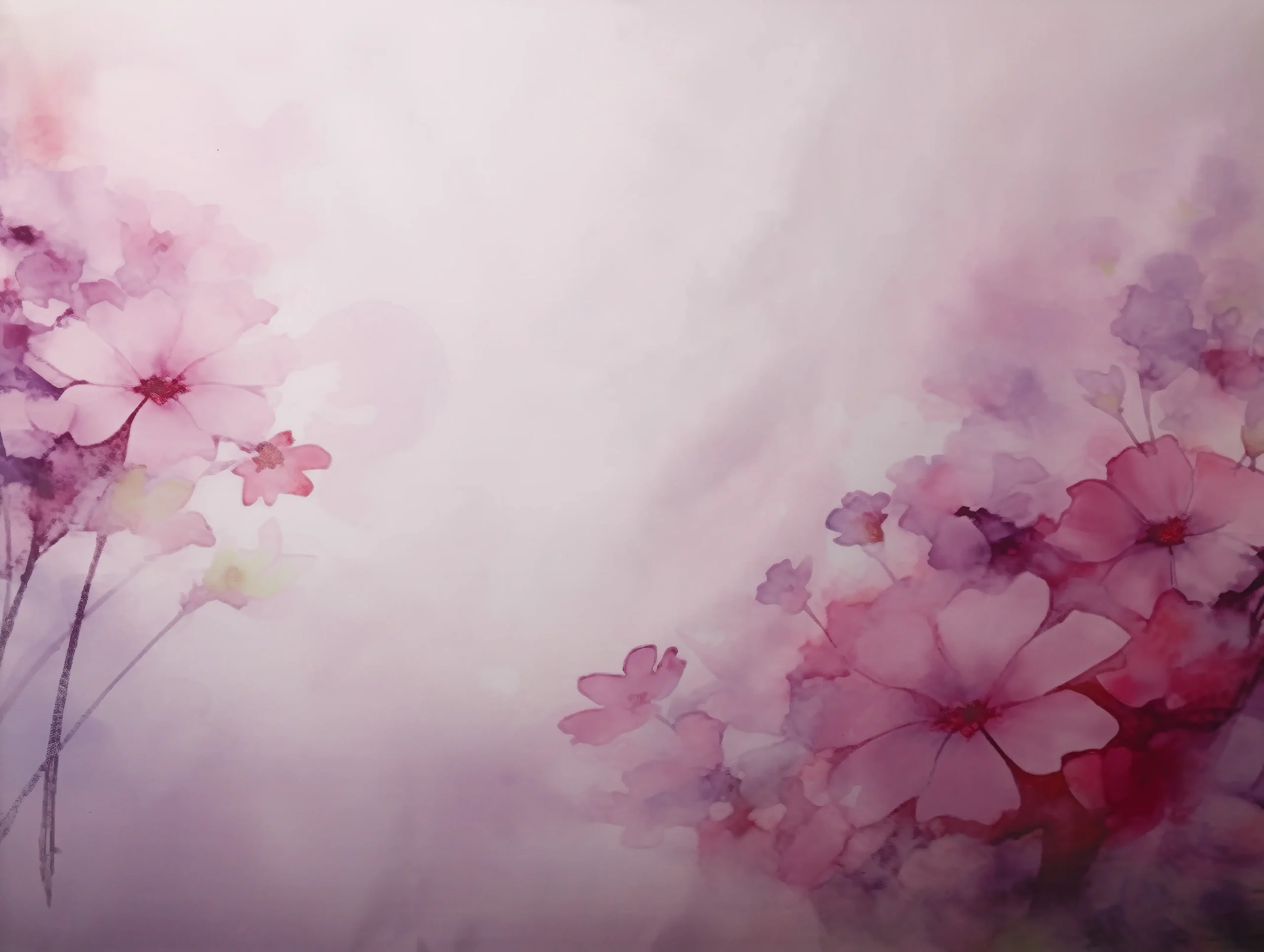 Fond photo représentant des fleurs roses en aquarelle.